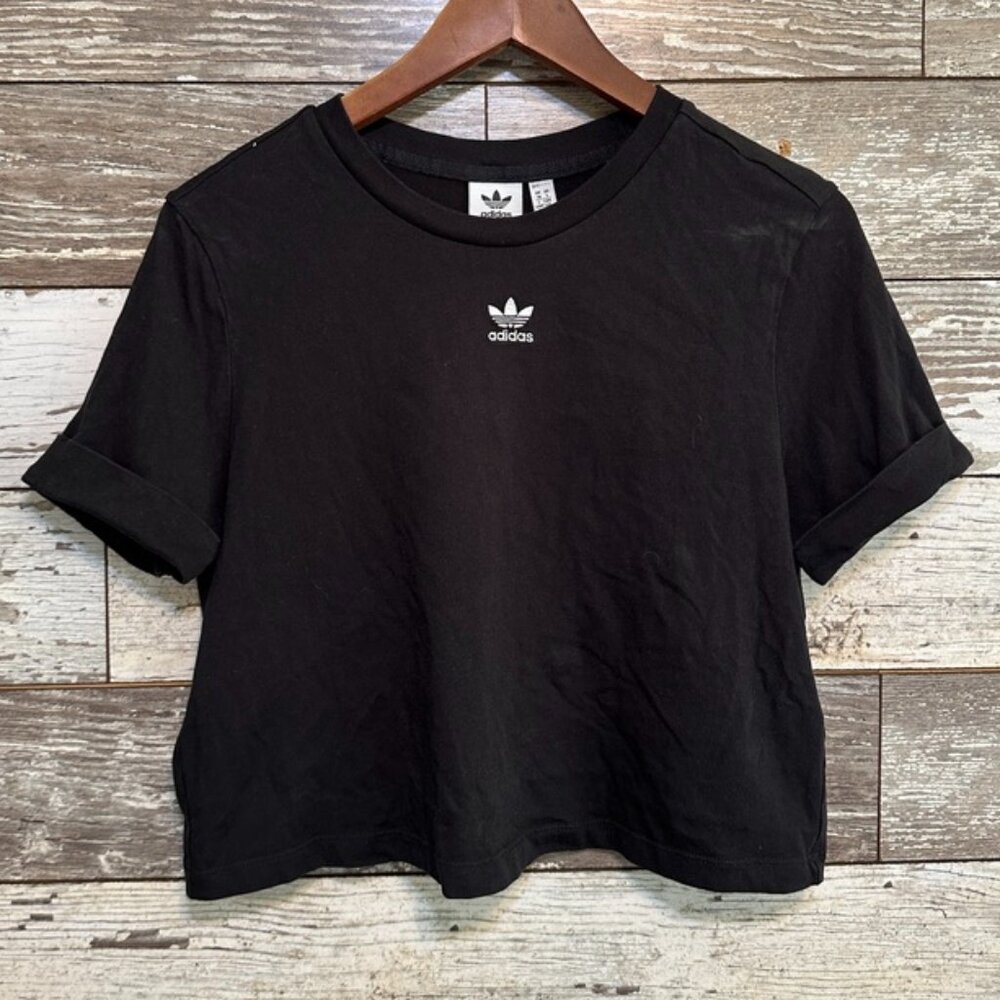 Adidas Black Boxy Cropped Women's Athleisure Tshirt